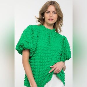 THML Kelly Green Textured Top